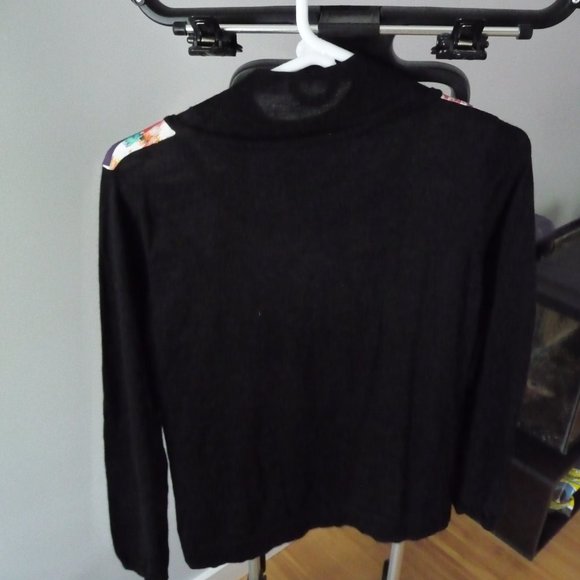 BALLA VALENTINA ITALIAN merino wool viscose multicolor artsy high neck blouse M - Picture 4 of 6